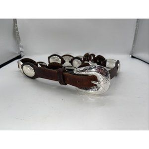 Vtg 90’s Tony Lama Buckle Silver Tone Concho Western Boho Belt 36